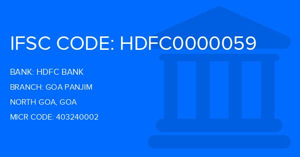 Hdfc Bank Goa Panjim Branch IFSC Code