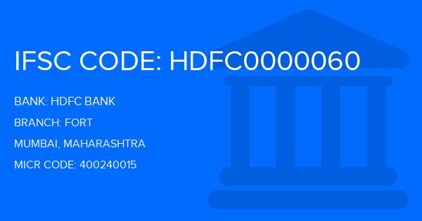 Hdfc Bank Fort Branch IFSC Code