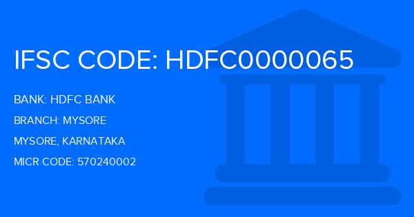 Hdfc Bank Mysore Branch IFSC Code