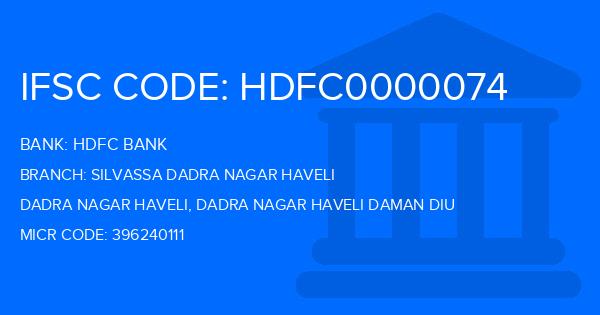 Hdfc Bank Silvassa Dadra Nagar Haveli Branch IFSC Code