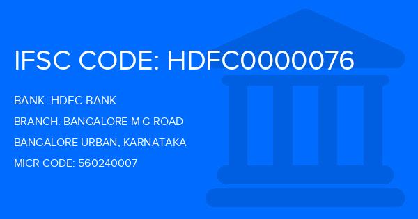 Hdfc Bank Bangalore M G Road Branch IFSC Code