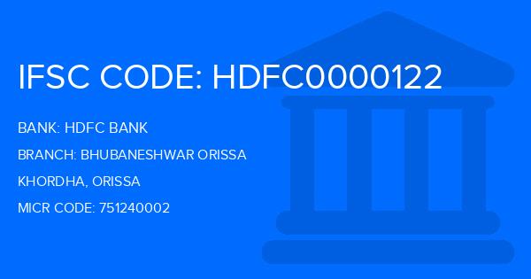 Hdfc Bank Bhubaneshwar Orissa Branch IFSC Code