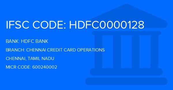 Hdfc Bank Chennai Credit Card Operations Branch IFSC Code