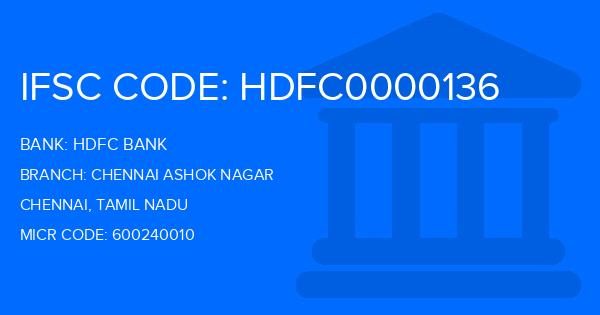 Hdfc Bank Chennai Ashok Nagar Branch IFSC Code