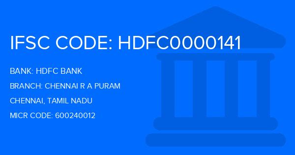 Hdfc Bank Chennai R A Puram Branch IFSC Code