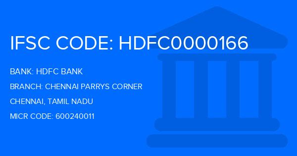 Hdfc Bank Chennai Parrys Corner Branch IFSC Code