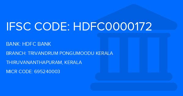 Hdfc Bank Trivandrum Pongumoodu Kerala Branch IFSC Code