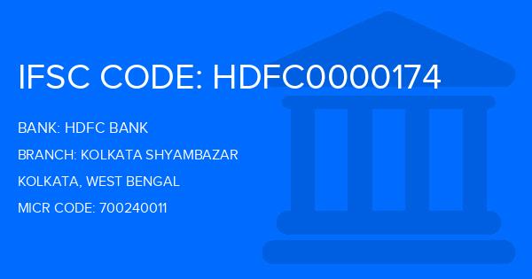 Hdfc Bank Kolkata Shyambazar Branch IFSC Code