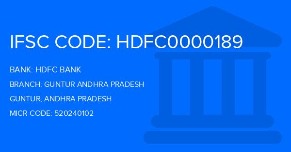 Hdfc Bank Guntur Andhra Pradesh Branch IFSC Code