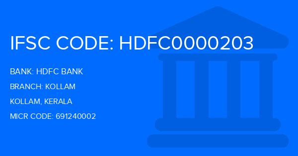 Hdfc Bank Kollam Branch IFSC Code
