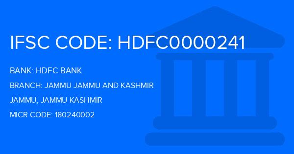 Hdfc Bank Jammu Jammu And Kashmir Branch IFSC Code