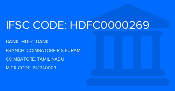 Hdfc Bank Coimbatore R S Puram Branch IFSC Code