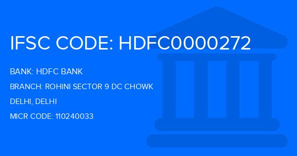 Hdfc Bank Rohini Sector 9 Dc Chowk Branch IFSC Code