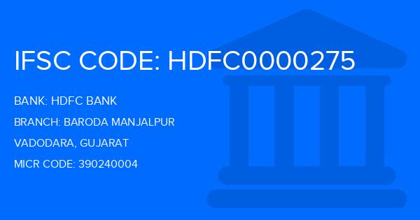 Hdfc Bank Baroda Manjalpur Branch IFSC Code