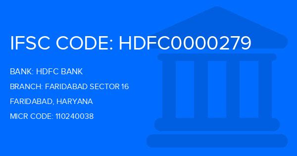 Hdfc Bank Faridabad Sector 16 Branch IFSC Code