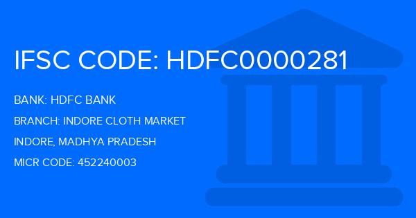 Hdfc Bank Indore Cloth Market Branch IFSC Code