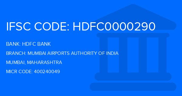 Hdfc Bank Mumbai Airports Authority Of India Branch IFSC Code