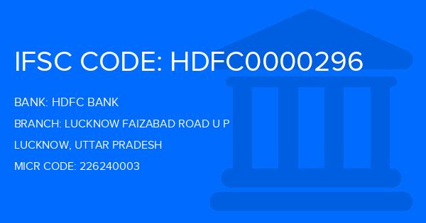Hdfc Bank Lucknow Faizabad Road U P Branch IFSC Code
