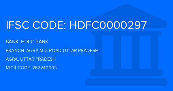 Hdfc Bank Agra M G Road Uttar Pradesh Branch IFSC Code