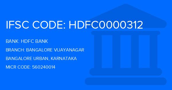 Hdfc Bank Bangalore Vijayanagar Branch IFSC Code