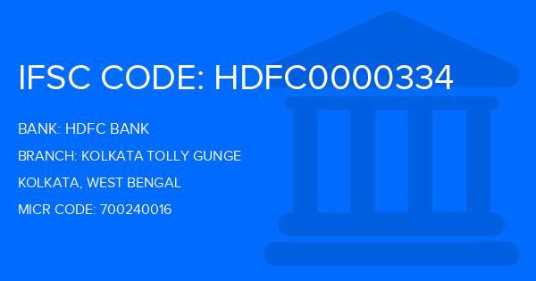 Hdfc Bank Kolkata Tolly Gunge Branch IFSC Code
