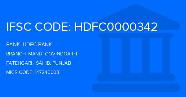 Hdfc Bank Mandi Govindgarh Branch IFSC Code