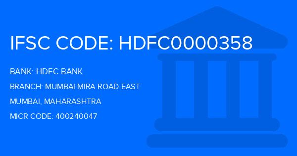 Hdfc Bank Mumbai Mira Road East Branch IFSC Code