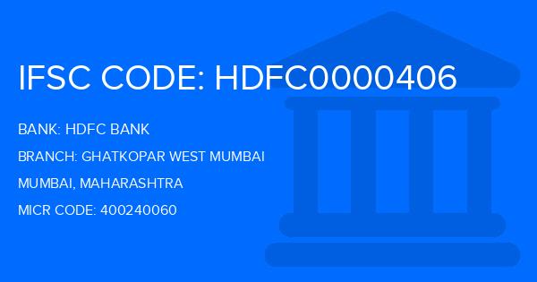 Hdfc Bank Ghatkopar West Mumbai Branch IFSC Code