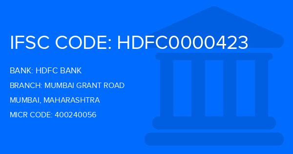 Hdfc Bank Mumbai Grant Road Branch IFSC Code