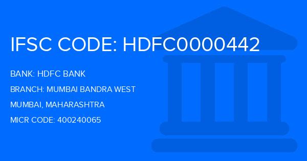 Hdfc Bank Mumbai Bandra West Branch IFSC Code