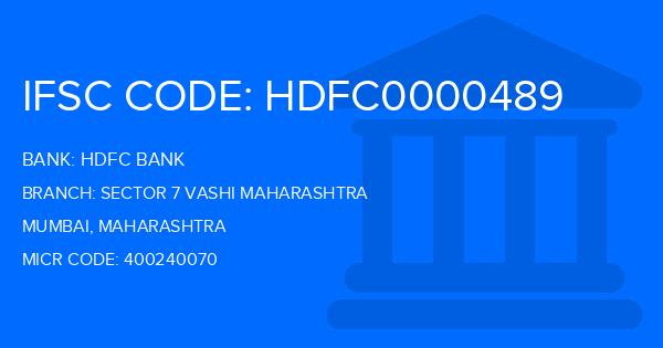 Hdfc Bank Sector 7 Vashi Maharashtra Branch IFSC Code