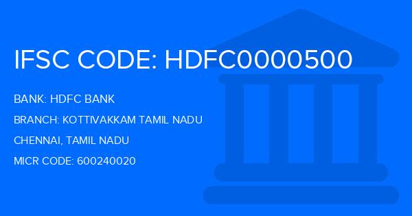 Hdfc Bank Kottivakkam Tamil Nadu Branch IFSC Code