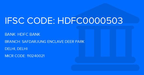 Hdfc Bank Safdarjung Enclave Deer Park Branch IFSC Code