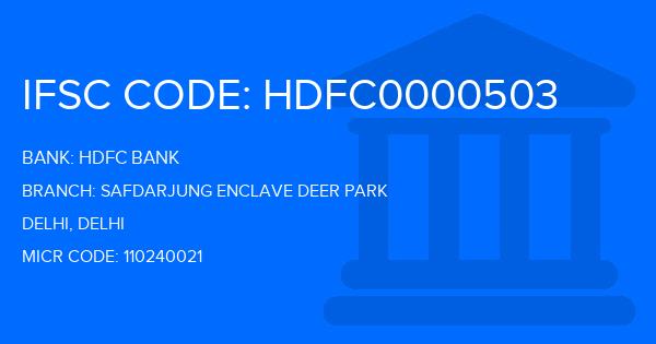 Hdfc Bank Safdarjung Enclave Deer Park Branch IFSC Code