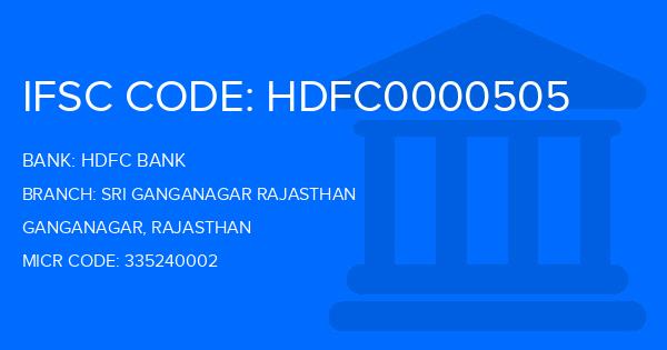 Hdfc Bank Sri Ganganagar Rajasthan Branch IFSC Code