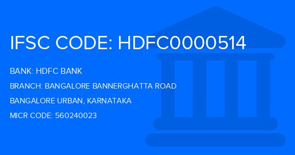 Hdfc Bank Bangalore Bannerghatta Road Branch IFSC Code
