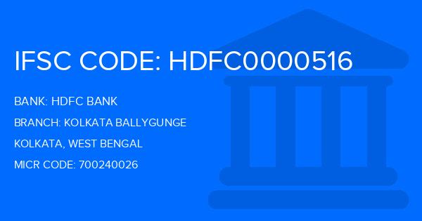 Hdfc Bank Kolkata Ballygunge Branch IFSC Code