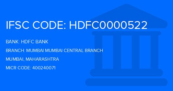 Hdfc Bank Mumbai Mumbai Central Branch