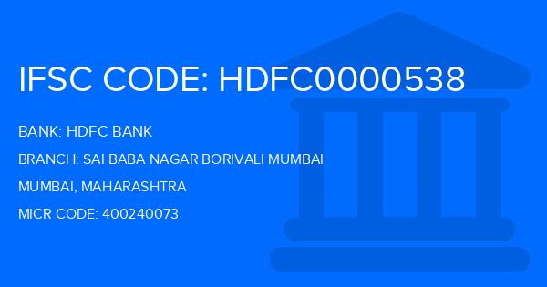 Hdfc Bank Sai Baba Nagar Borivali Mumbai Branch IFSC Code