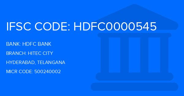 Hdfc Bank Hitec City Branch IFSC Code
