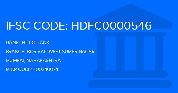 Hdfc Bank Borivali West Sumer Nagar Branch IFSC Code