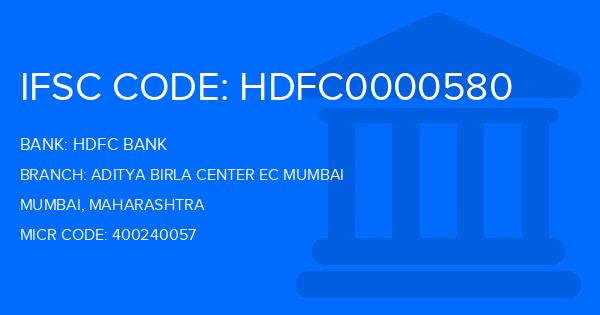 Hdfc Bank Aditya Birla Center Ec Mumbai Branch IFSC Code