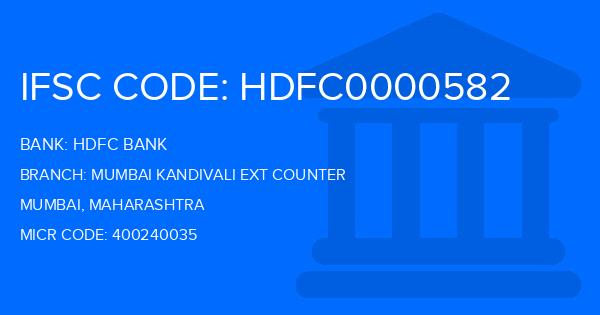 Hdfc Bank Mumbai Kandivali Ext Counter Branch IFSC Code