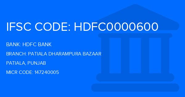 Hdfc Bank Patiala Dharampura Bazaar Branch IFSC Code