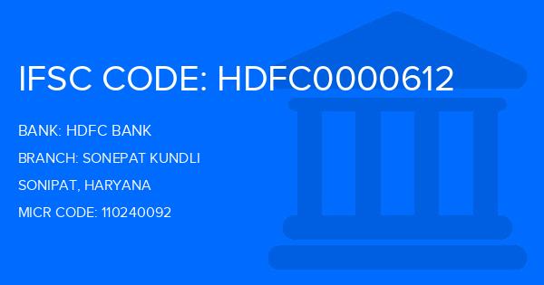 Hdfc Bank Sonepat Kundli Branch IFSC Code