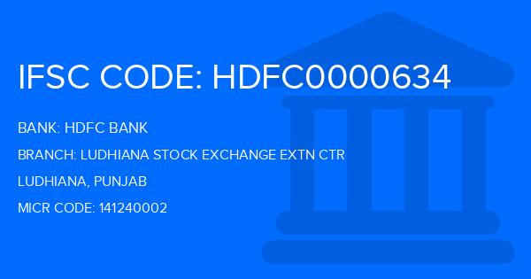 Hdfc Bank Ludhiana Stock Exchange Extn Ctr Branch IFSC Code
