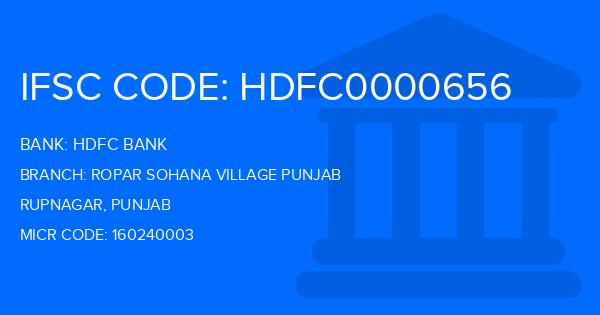Hdfc Bank Ropar Sohana Village Punjab Branch IFSC Code