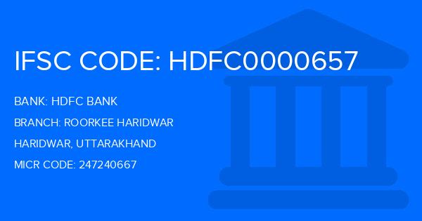 Hdfc Bank Roorkee Haridwar Branch IFSC Code