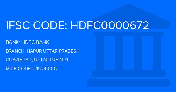 Hdfc Bank Hapur Uttar Pradesh Branch IFSC Code