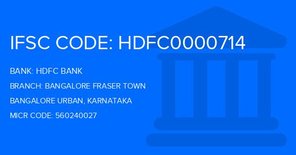 Hdfc Bank Bangalore Fraser Town Branch IFSC Code